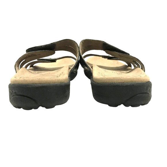 Taos Womens Slide Flat Sandals Bronze Leather Size 7/38 Hook & Loop Adjustable - Picture 3 of 8